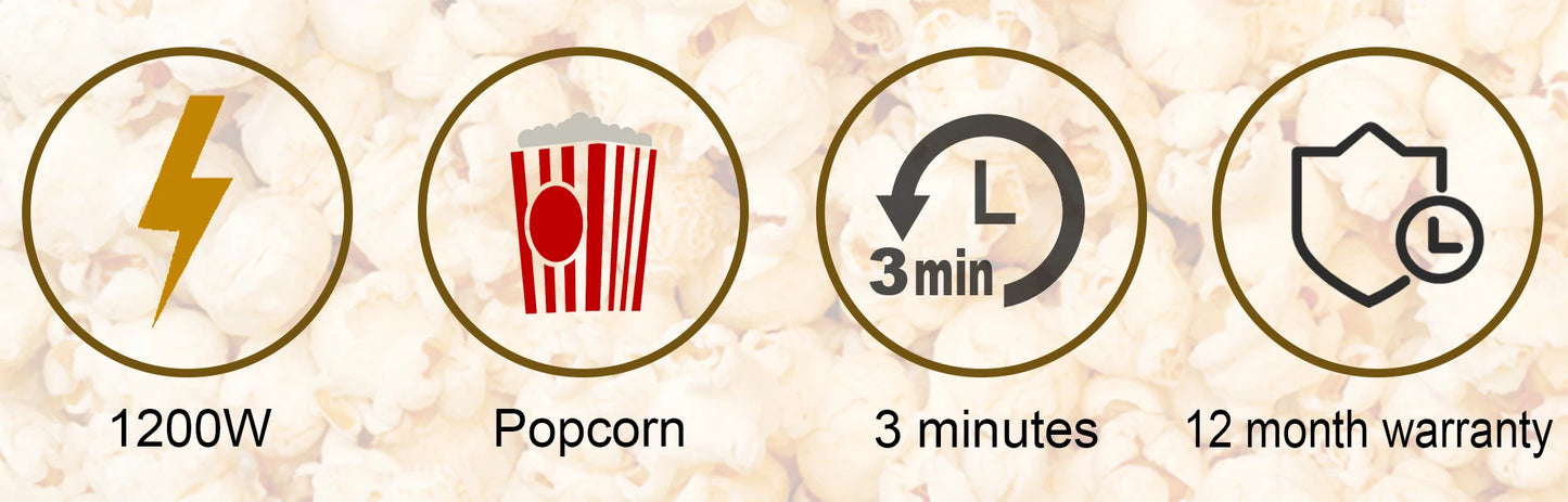 Oil-Free Electric Popcorn Machine with Butter Tray