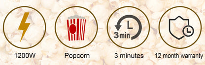 Oil-Free Electric Popcorn Machine with Butter Tray