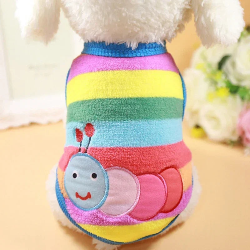 Fleece Dog Vest – Warm Cartoon Clothes for Small Dogs