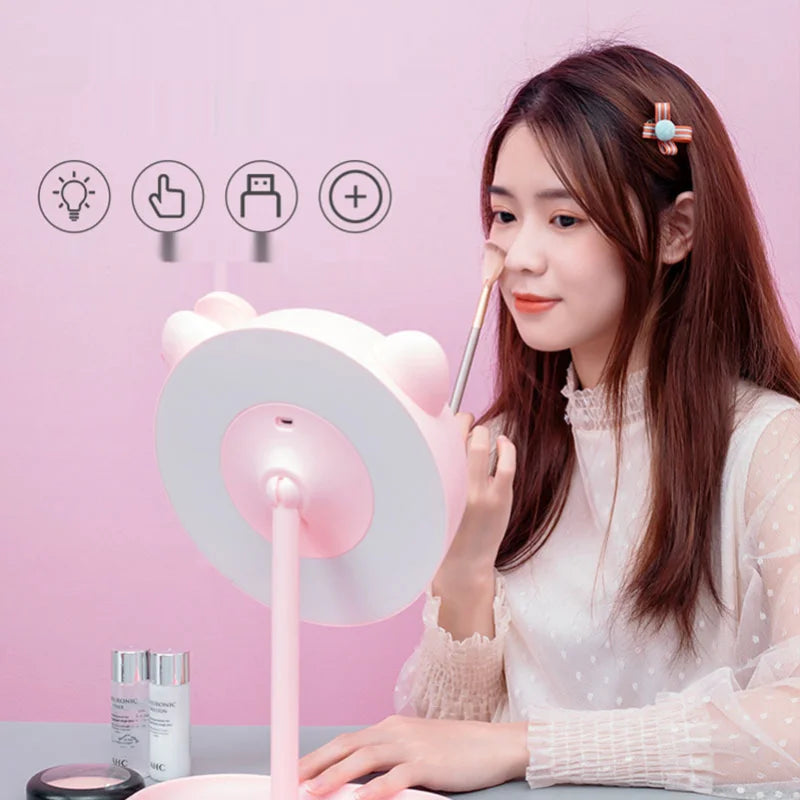 Pink LED Touch Screen Makeup Mirror