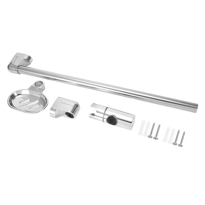 Stainless Steel Shower Slide Bar with Adjustable Holder & Soap Rack