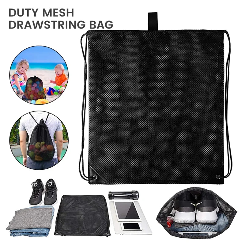 Heavy Duty Mesh Drawstring Sports Backpack