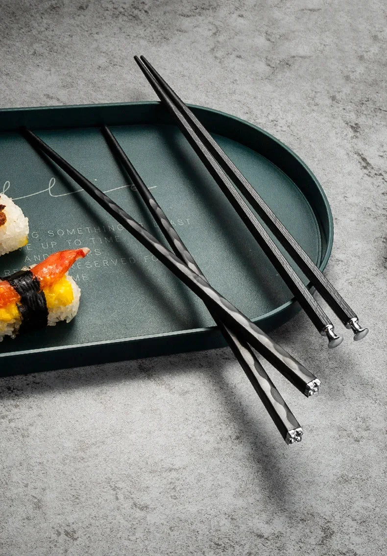 5 Pairs Stainless Steel Non-Slip Chopsticks Set