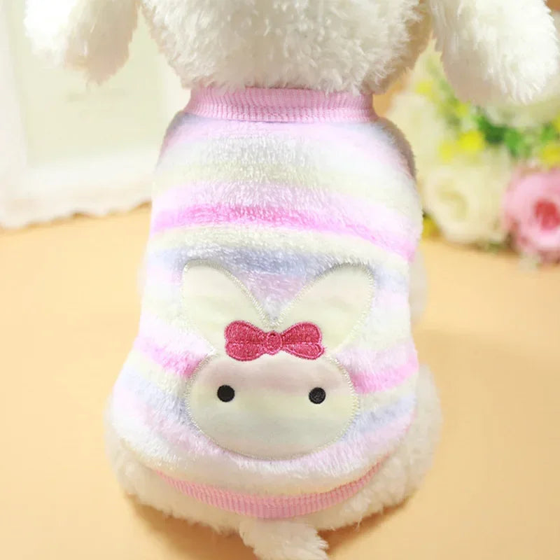 Fleece Dog Vest – Warm Cartoon Clothes for Small Dogs
