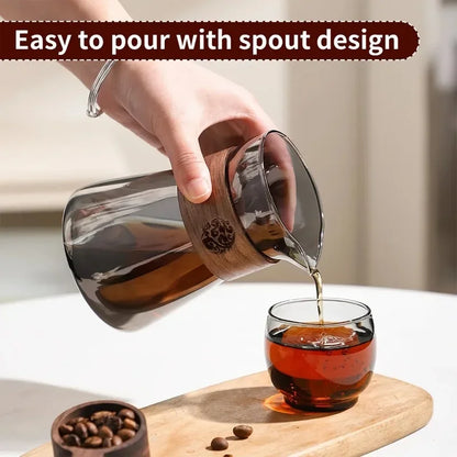 500ml Heat-Resistant Glass Coffee Carafe with Wooden Collar
