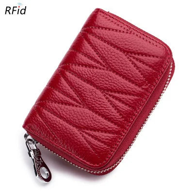Genuine Cow Leather Zip-Around Wallet with 36 Card Slots