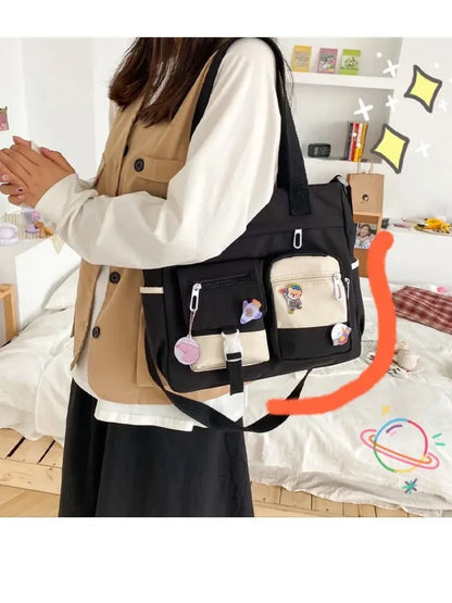 Waterproof Canvas Crossbody Tote Bag