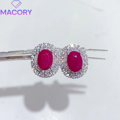 925 Sterling Silver Ruby Stud Earrings