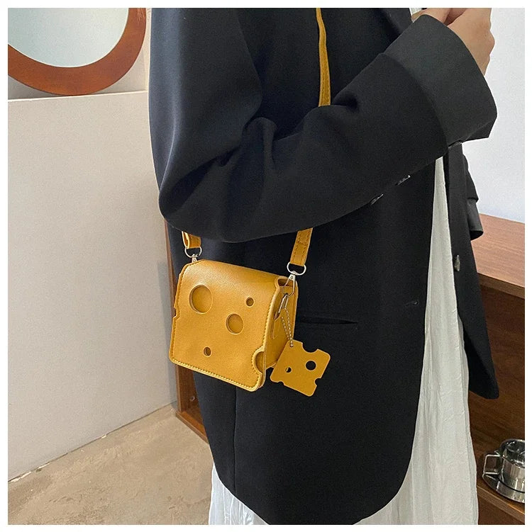 Cheese-Shaped Mini Crossbody Bag for Women
