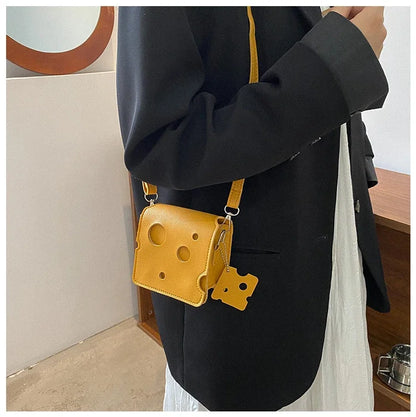 Cheese-Shaped Mini Crossbody Bag for Women