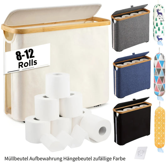 Bamboo Toilet Paper Storage Basket with Lid