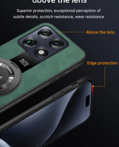 Luxury Magnetic Leather Phone Case with Rotating Ring Stand