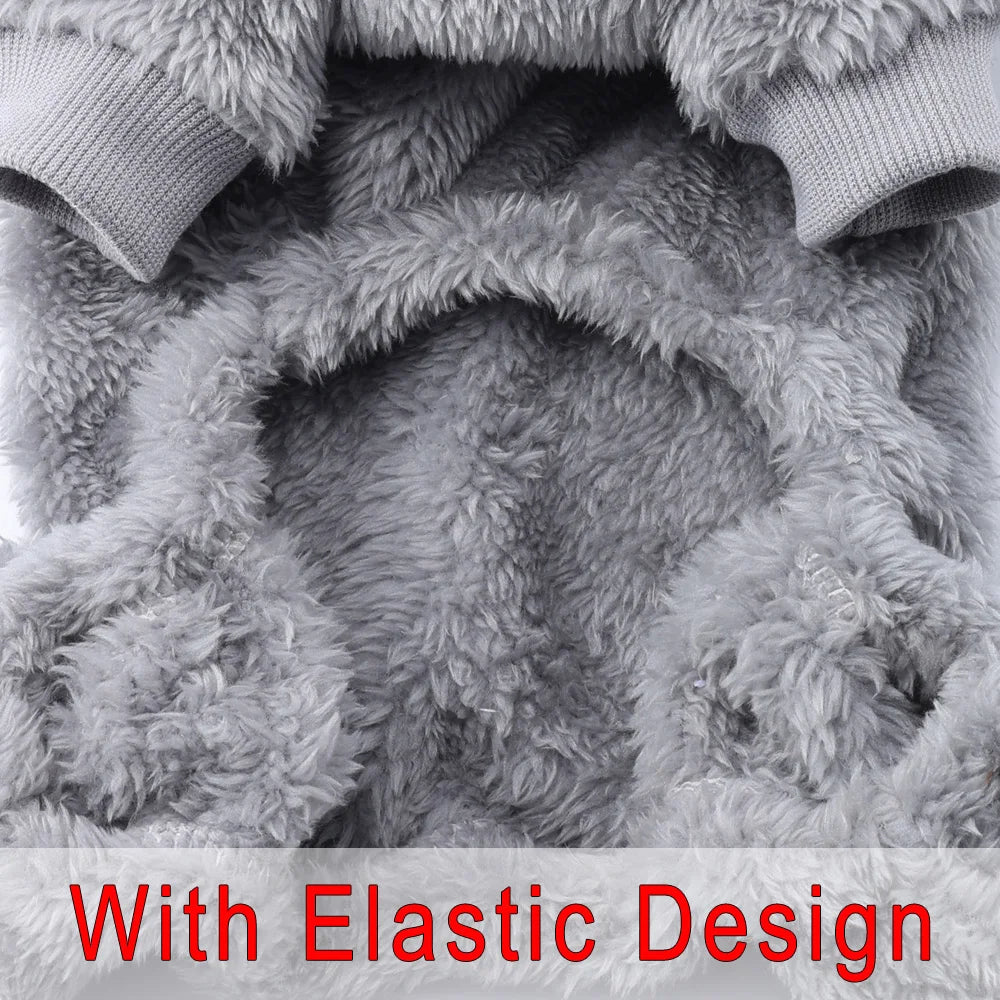 Warm Fleece Dog Jumpsuit with D-Ring