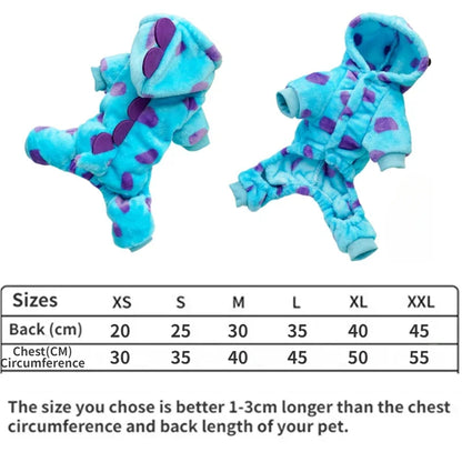 Thickened Blue Dinosaur Pet Hoodie