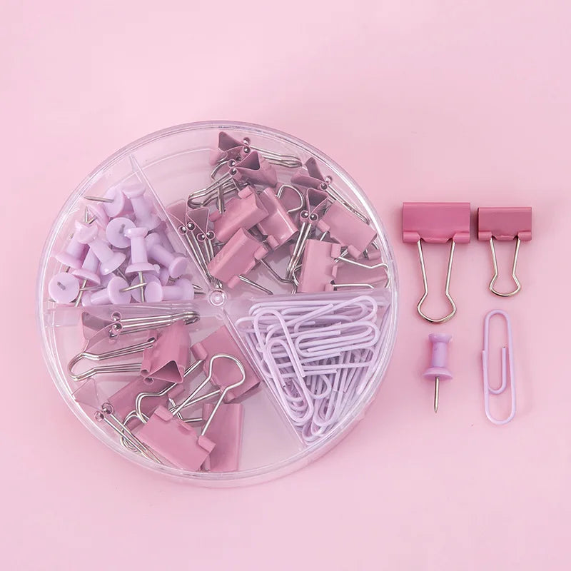 Pastel Binder Clips & Paper Clips Set
