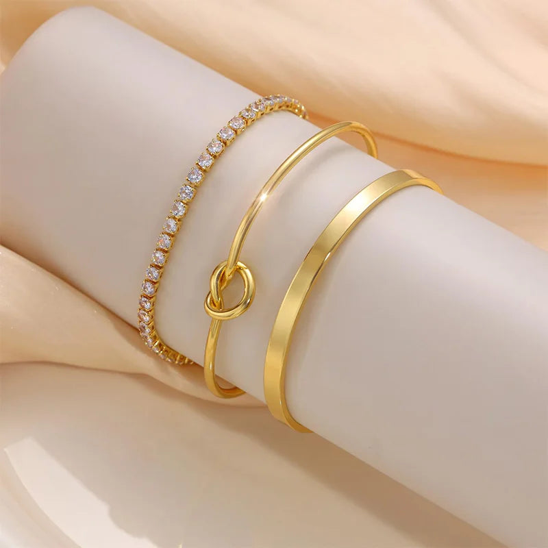 Gold Plated Stainless Steel Bracelet Set