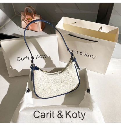 Pleated Crescent Shoulder Bag for Women