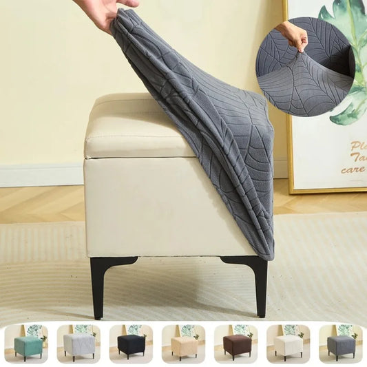 Elastic Jacquard Ottoman Footstool Cover