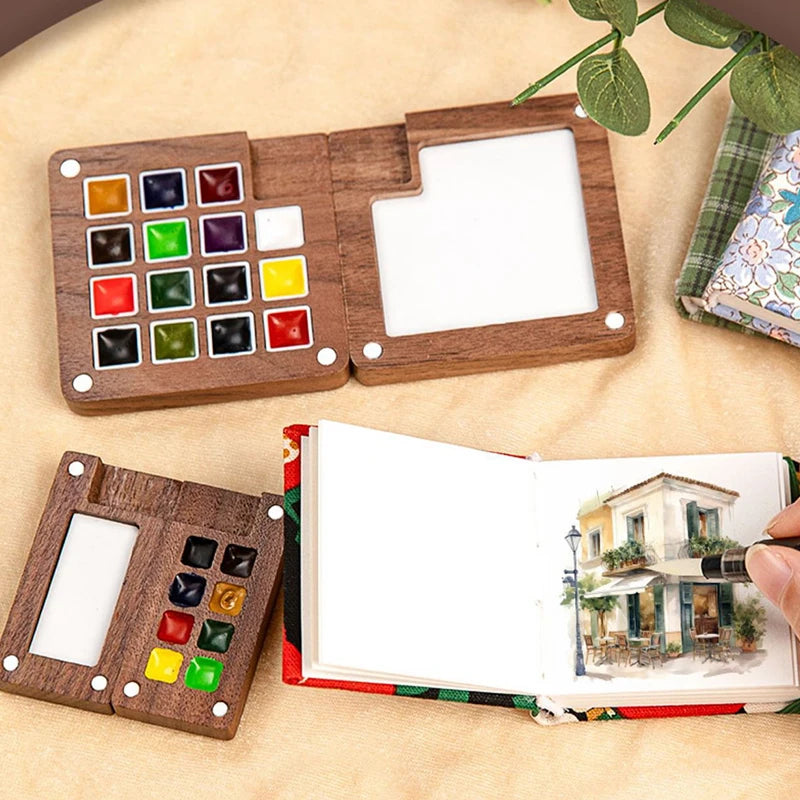 Walnut Wood Watercolor Palette