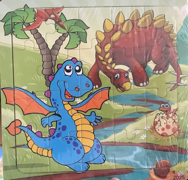 Wooden Cartoon Animal & Vehicle Jigsaw Puzzle