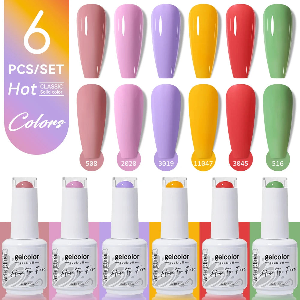 Arte Clavo 6PCS HEMA & TPO Free Gel Nail Polish Set