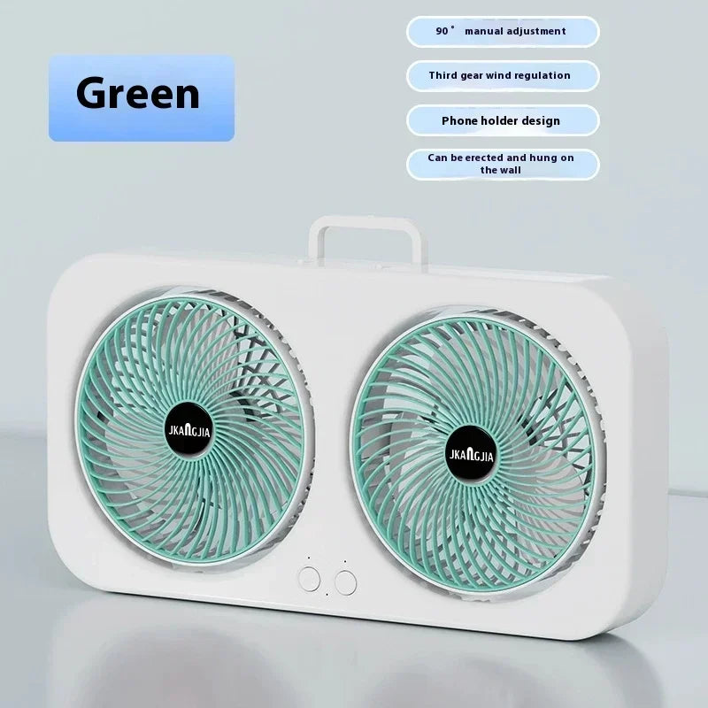 Dual Head USB Desk Fan Portable Cooling Fan