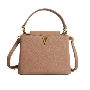 Buckled Leather Shoulder Handbag