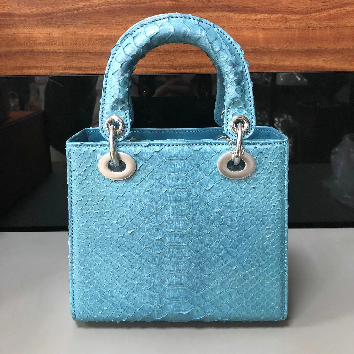 Genuine Snakeskin Leather Top Handle Handbag