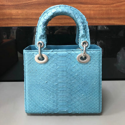 Genuine Snakeskin Leather Top Handle Handbag