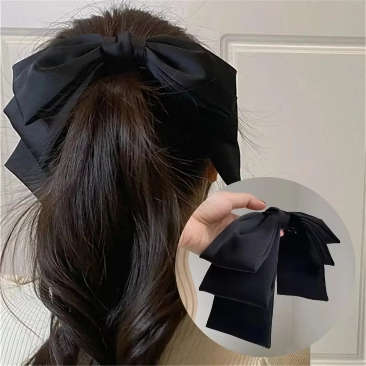 Large Satin Hair Bow Clip
