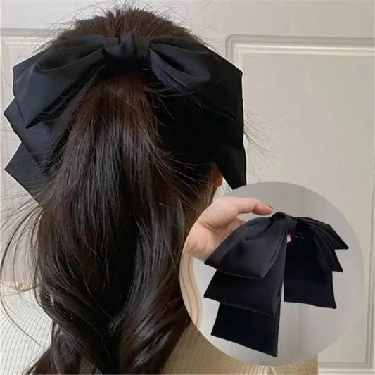 Large Satin Hair Bow Clip
