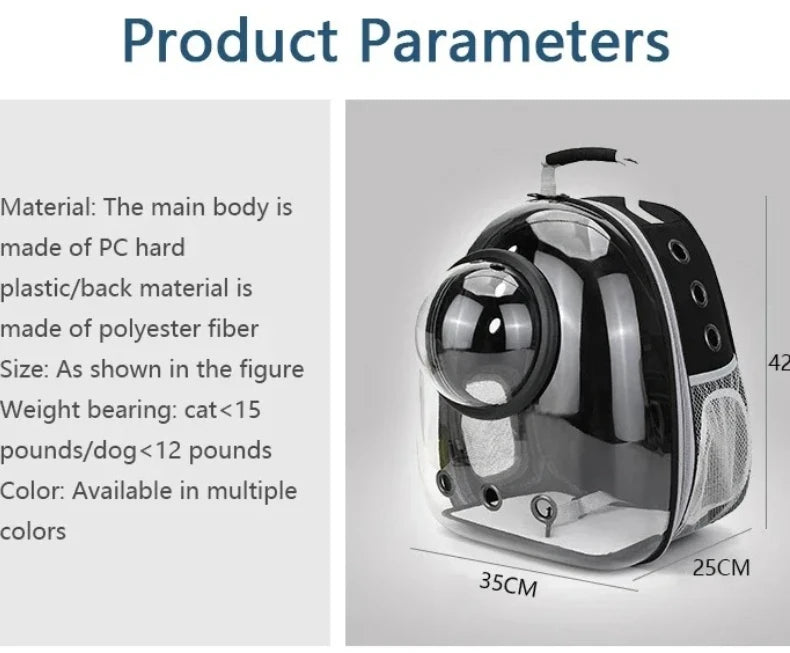 Transparent Space Capsule Pet Carrier Backpack