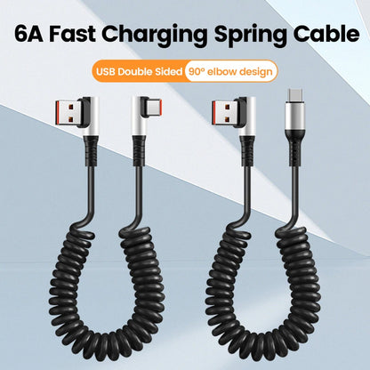 90° Retractable USB-C Fast Charging Cable