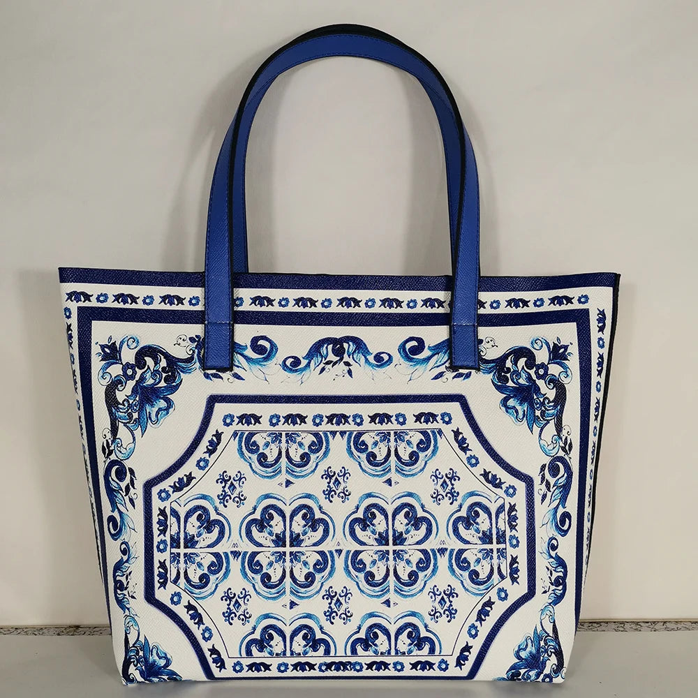 Italian-Inspired Printed PU Leather Tote Bag