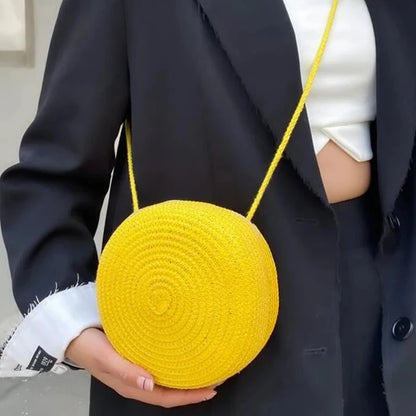 Round Straw Crossbody Bag