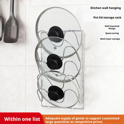 Wall Mounted Pot Lid Organizer Rack