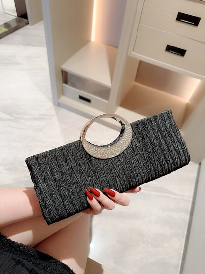 Classic Pleated Design Metal Evening Bag