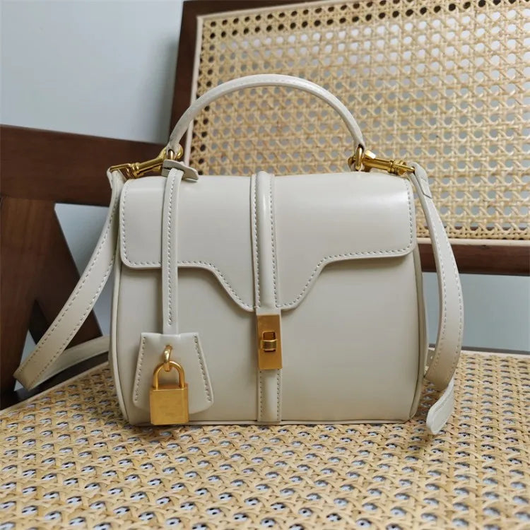 Genuine Split Leather Top Handle Satchel Bag