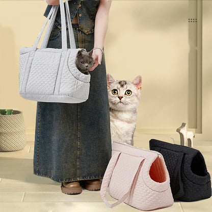 Quilted Pet Carrier Shoulder Bag