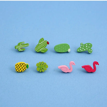 Decorative Wooden Flamingo & Cactus Push Pins