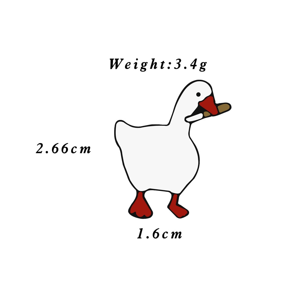 Funny White Goose Brooches Shirt Lapel Pin