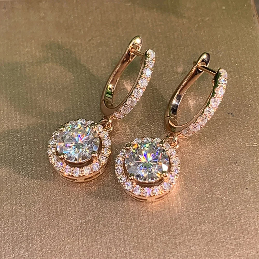 Halo Cubic Zirconia Drop Earrings