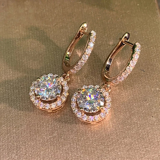 Halo Cubic Zirconia Drop Earrings