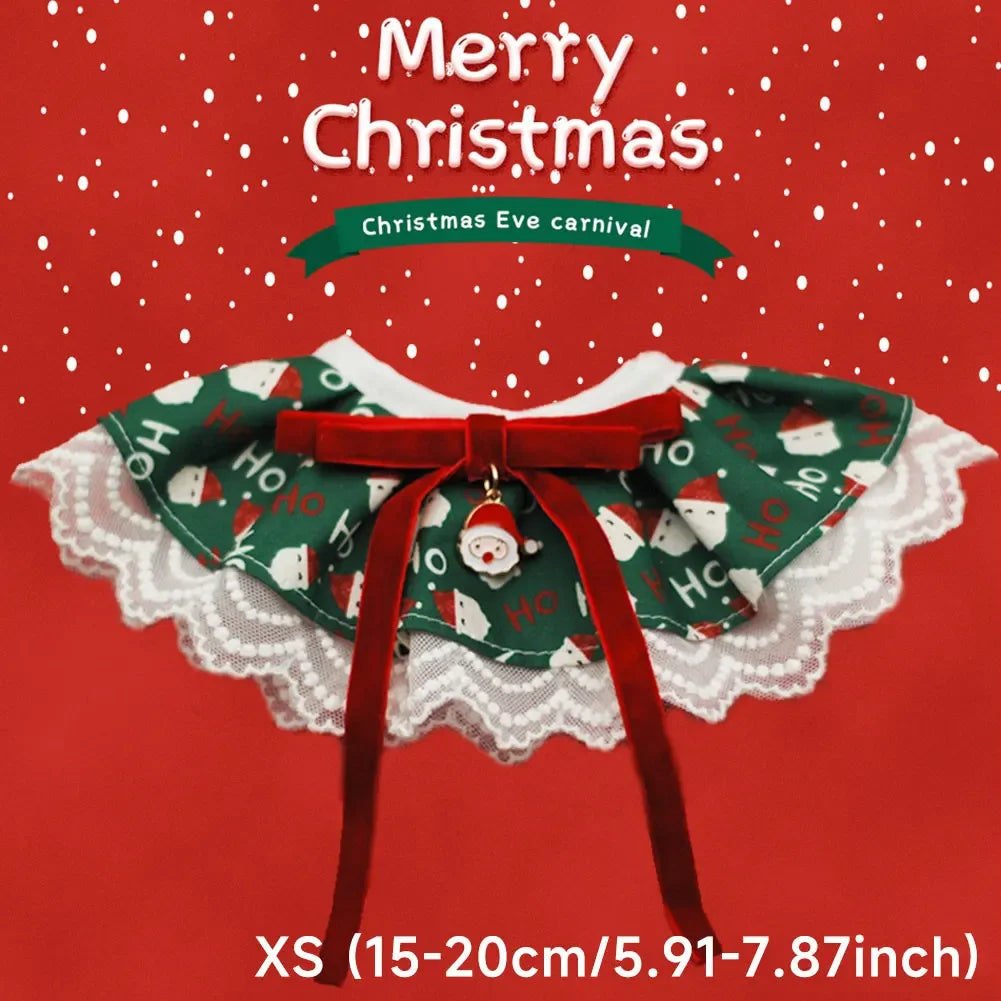 Christmas Adjustable Pet Lace Bandana Collar