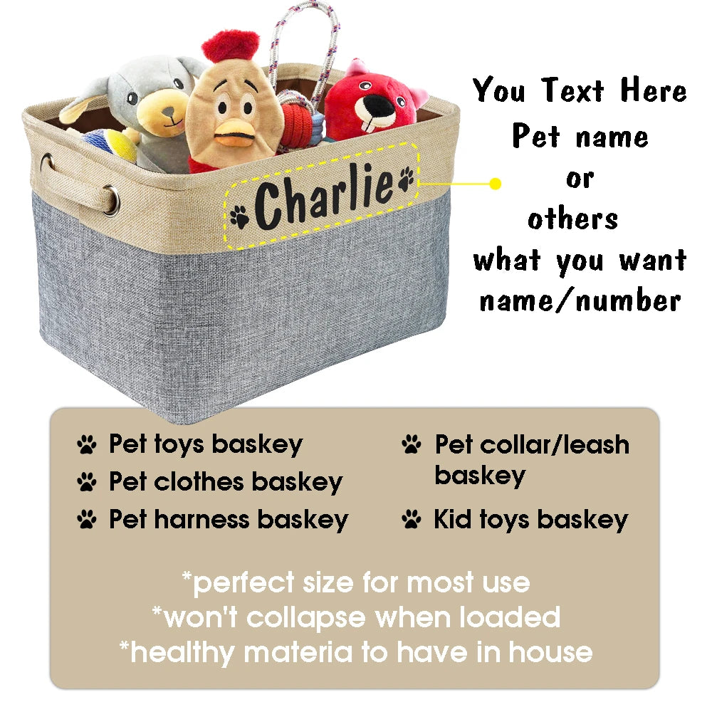 Personalized Foldable Dog Toy Storage Basket