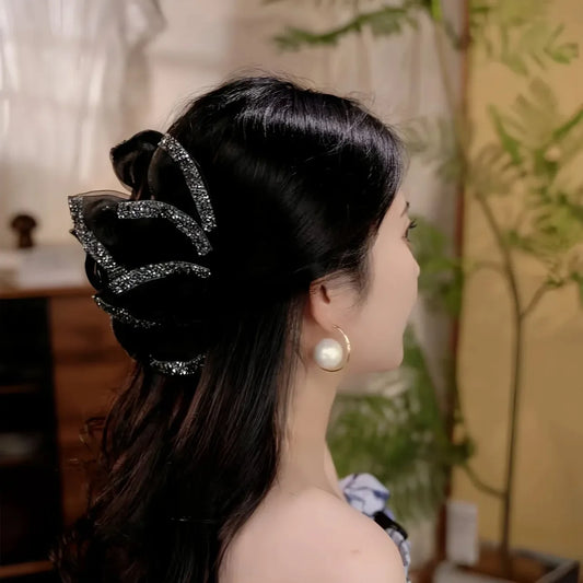 Bowknot Mesh Hair Claw Clip
