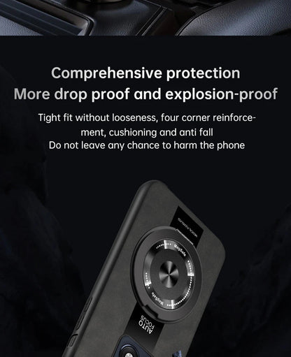 Luxury Magnetic Leather Phone Case with Rotating Ring Stand