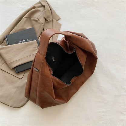 Large Hobo Shoulder Bag – Soft PU Leather Tote Handbag