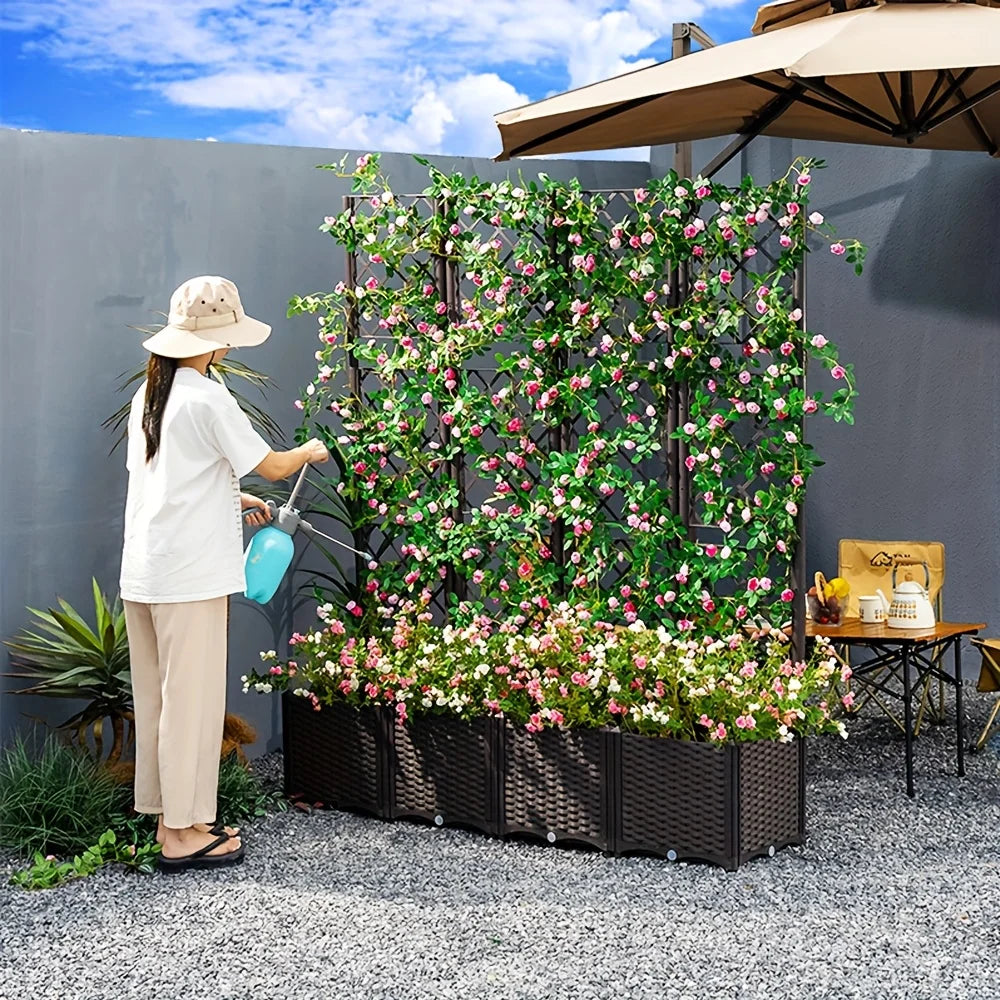 Raised Garden Planter Box with Climbing Trellis