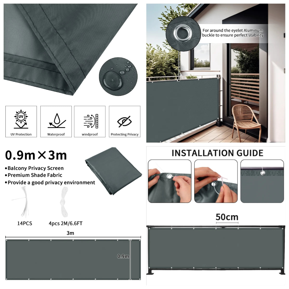 Waterproof Balcony Privacy Screen Cover
